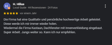 Bewertung aus Röpersdorf Nord- West- Uckermark